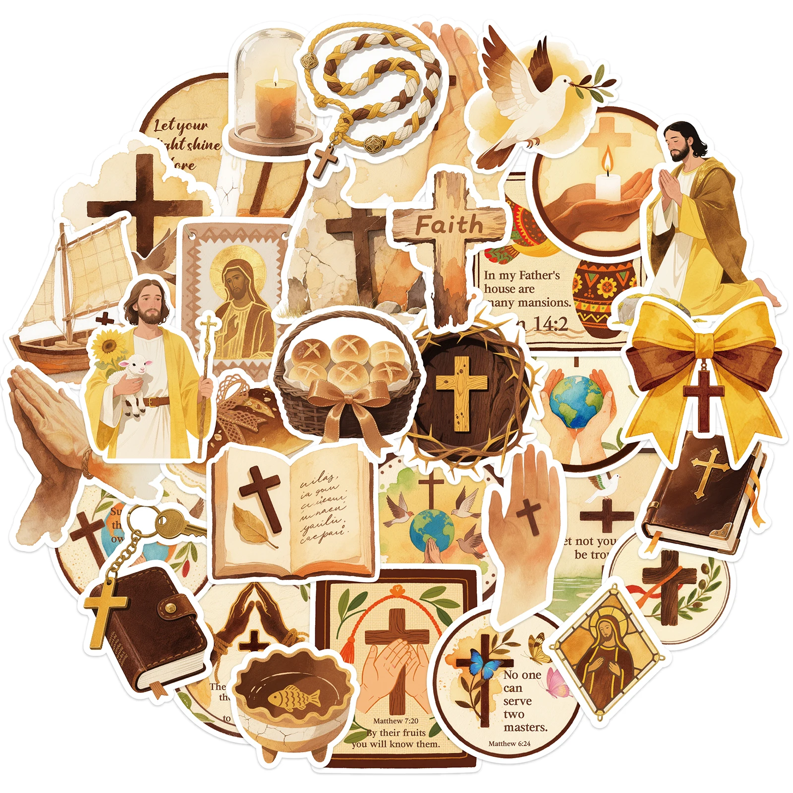 50PCS Jesus Stickers Aesthetic Decals for Laptop Phone Case Planner Journal Notebook Water Bottle DIY Scrapbook Decoration