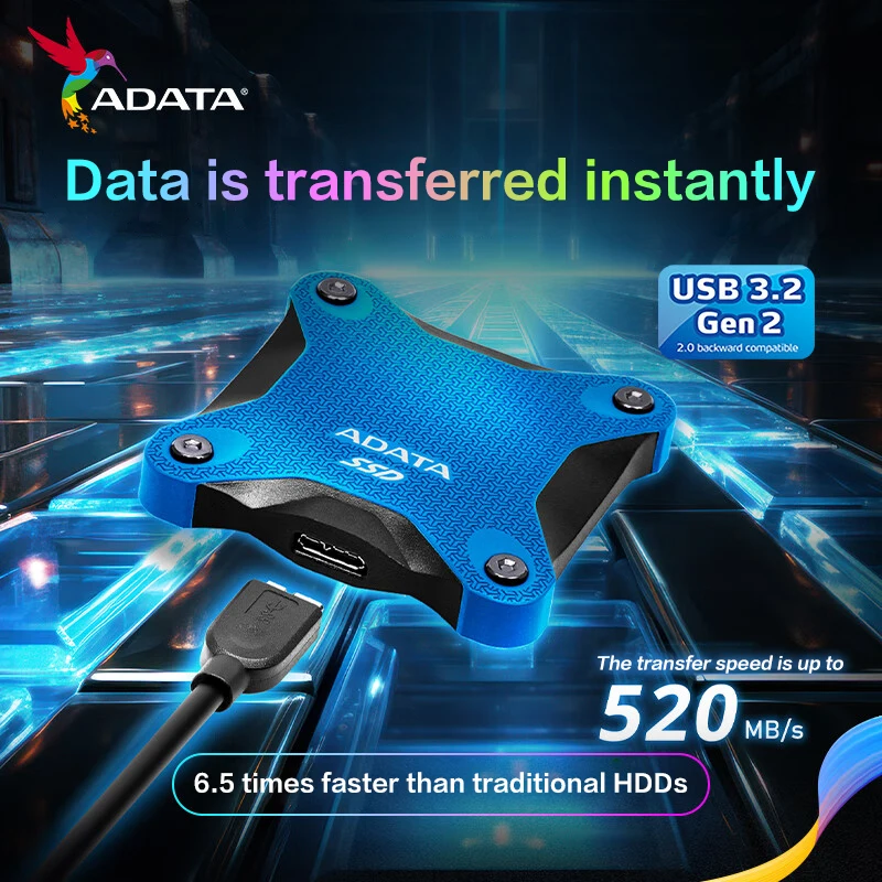 SSD-Накопитель ADATA SD620 USB 3,2 GEN2, Портативный твердотельный накопитель 3D NAND, флэш-память HDD, скорость до 520 Мб/с, PSSD для телефона, ПК