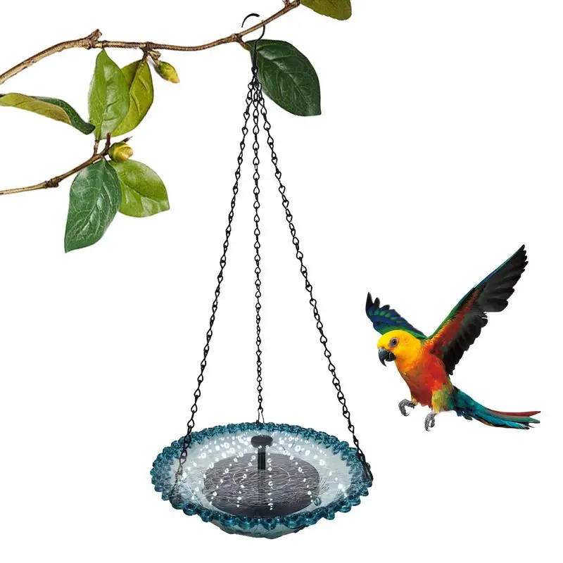 Garden Bird Bath Hummingbird Feeder Bird Feeder Hangable Birdbath With Suction Cup Solar Bird Fountain Garden Decor Bird Feeding