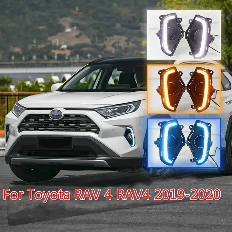 

Светодиодный светильник дневного света для Toyota RAV 4 RAV4, 2019, водонепроницаемый АБС-пластик, 12 В, автомобильная противотуманная фара DRL с желтым реле сигнала поворота