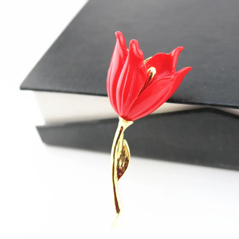 1pc Tulip Flower Brooches For Women Spring Fashion Pin Elegant