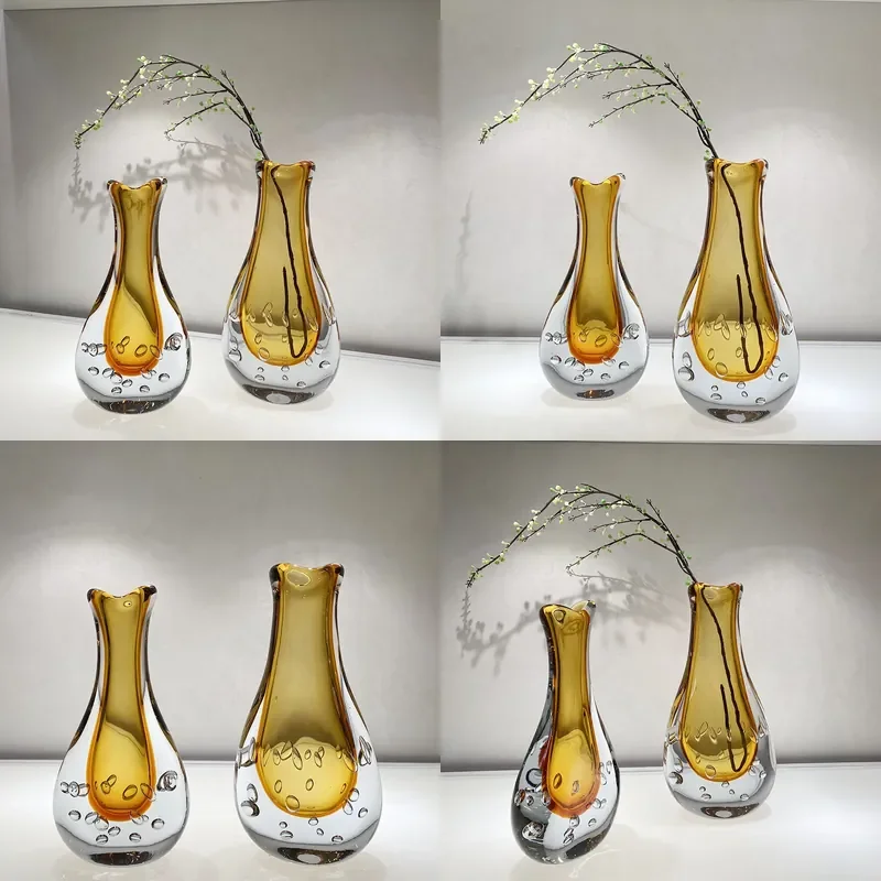 Mermaid Tail Clear Glass Vase for Hydroponic Flowers Modern Luxury Home Decor Ornament