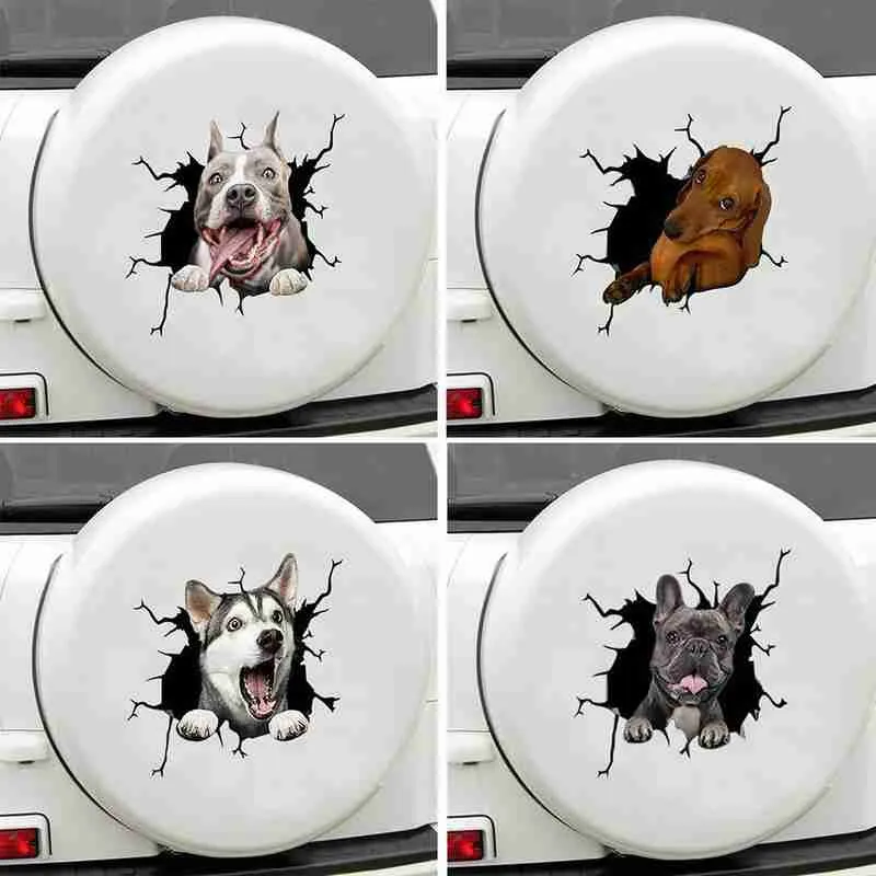 1pcs Car Stickers 3D Dog Crack Stereo Anime Funny Creative Personality Dog Simulation Stickers Car Styling Accessory