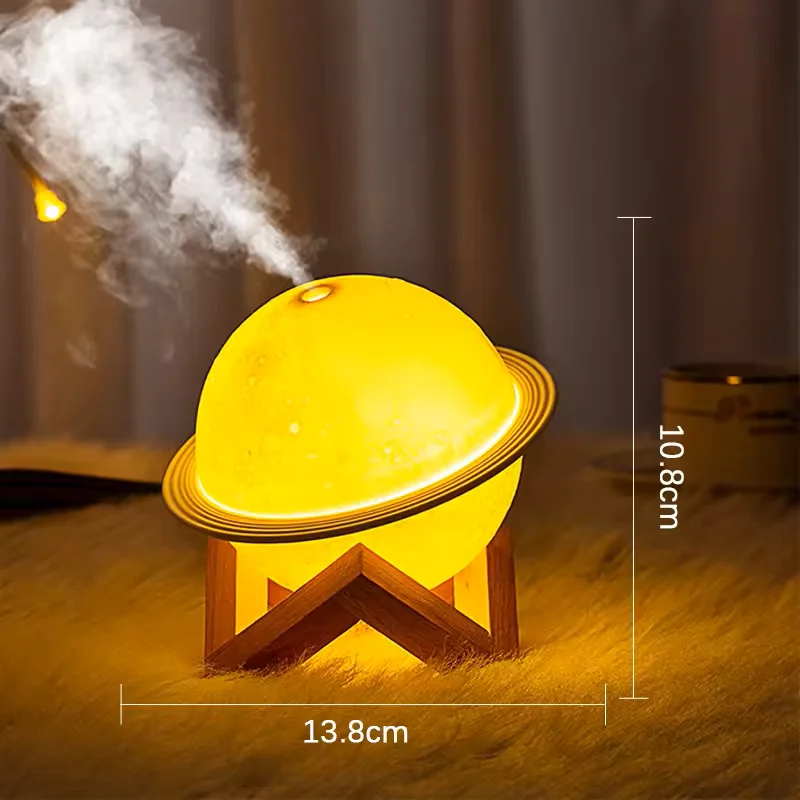 2-in1 Moon Planet Humidifier 3 Colors LED Night Light Portable USB Mini Aromatherapy Diffuser 2 Modes Kids Gift Home Decor 200ml