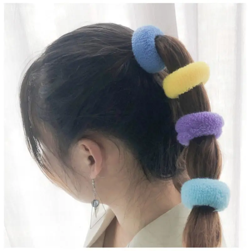 Pack Terry Cloth Cotton Elastic Stretchy Fuzzy Wide Thick Hair Ties Scrunchies  Ring Loop Hair Holder Hair Accessories for Women