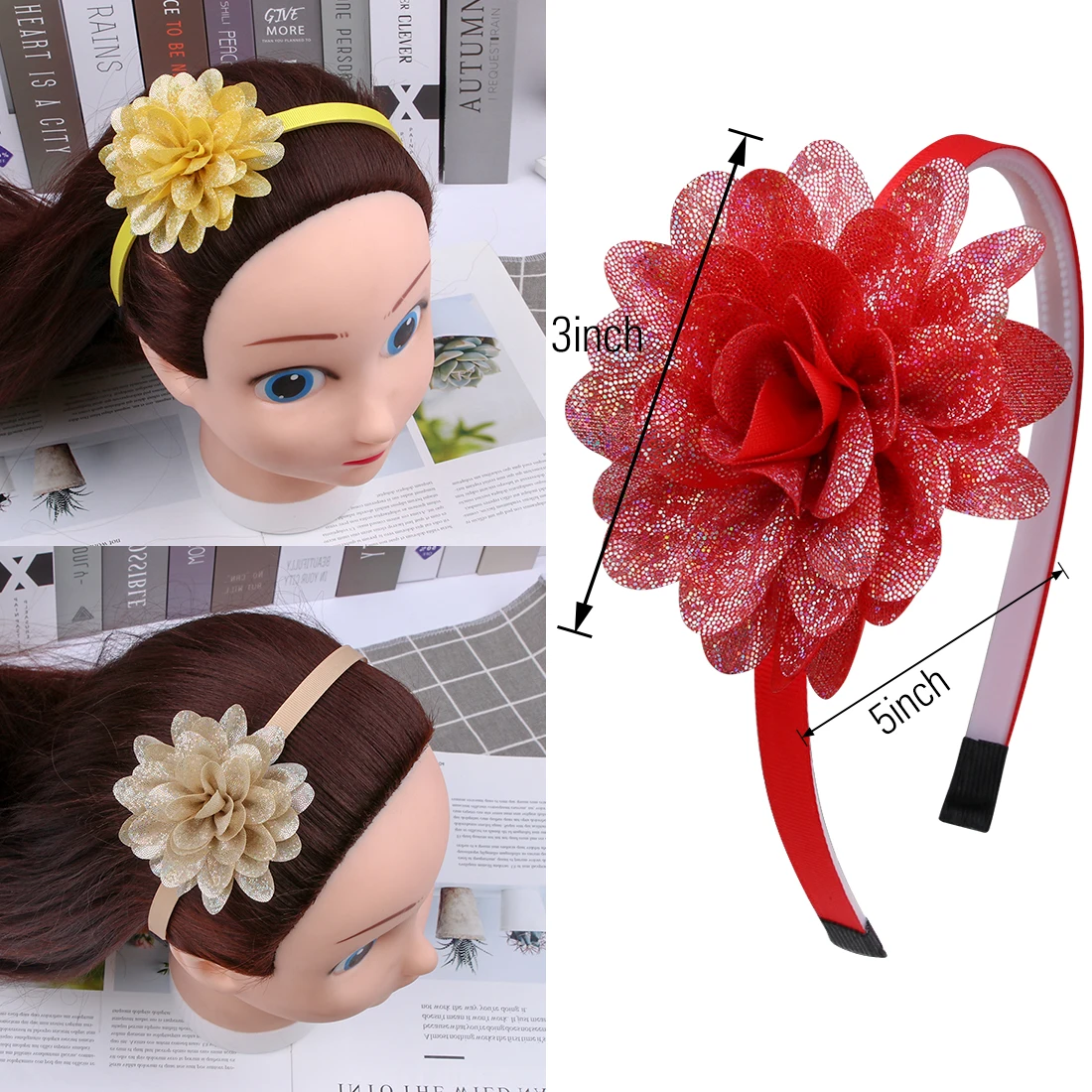 Fashion Laser Flower Hairbands Sweet Women Girls Princess Flower Headbands Headwear Kids Children Hair Accessories Hair Bands