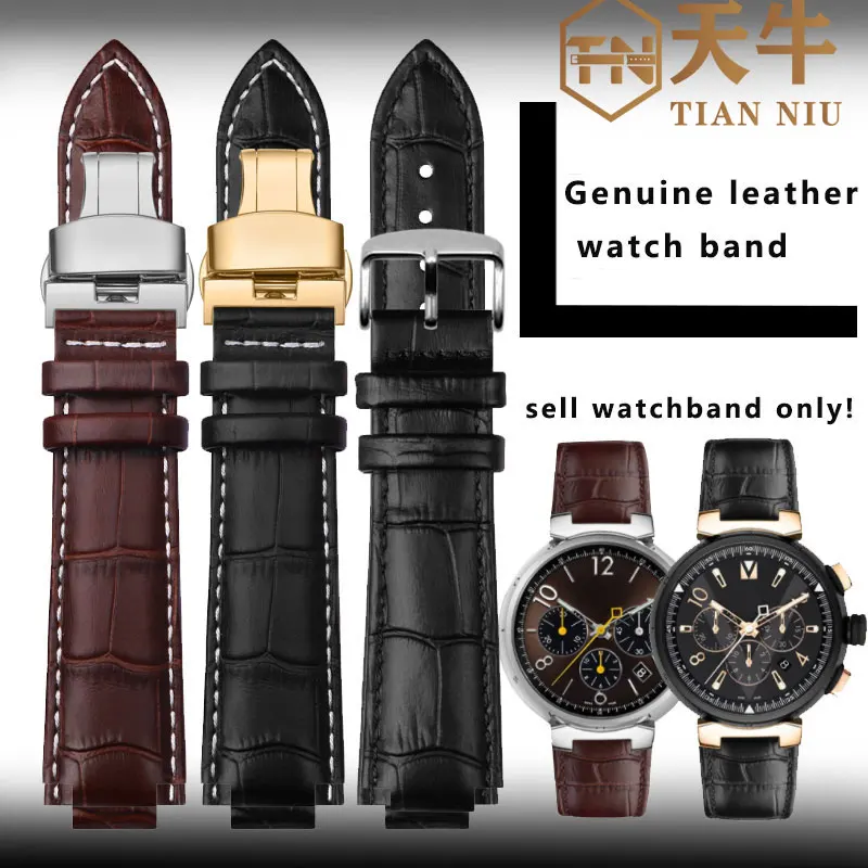 18-10mm 21-12mm Convex cowhide Watch Strap For L-ouis Vuitton LV Tambour Q1121 Q114k  Watch Band Men and Women's Bracelet