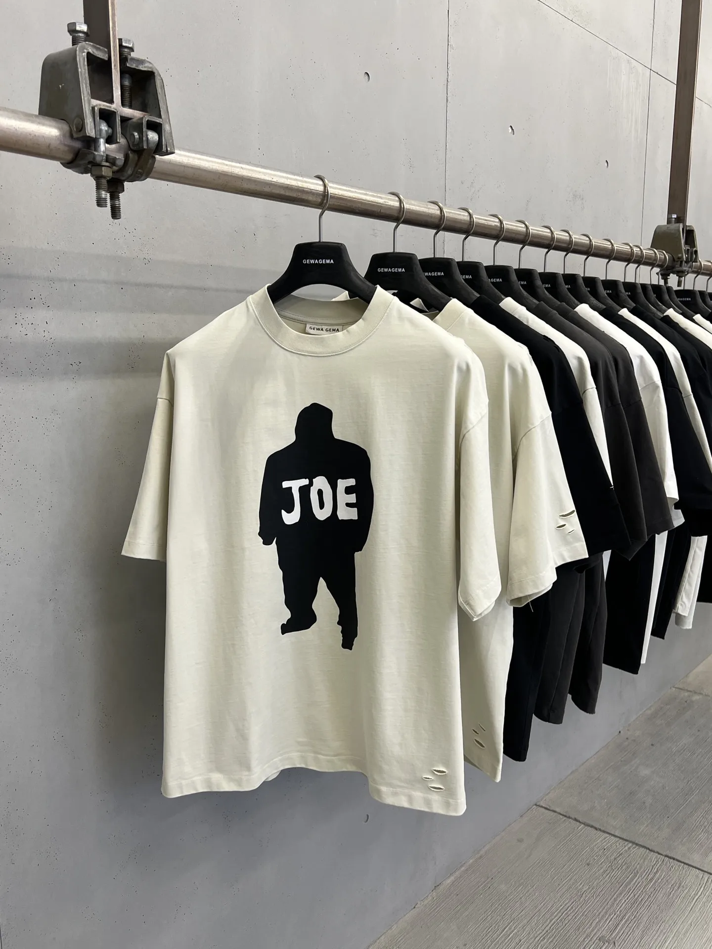 

American Sle Heavyweight GEWAGEMA 25ss Rap Singer Pattern Loose Casual Trendy Large Size ort Sve T-irt for Men
