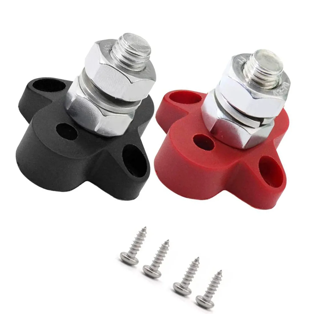 

MAKE-2Pcs DC 48V 150A Busbar M10 Terminal Block Studs Battery Power Distribution Terminal Stud Bus Bar Connector For RV Boat