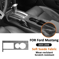For Ford Mustang 2005-2009 Soft Suede Fabic Car Center Console Gear Shifter Water Cup Holder Panel Trim Frame Decoration Sticker
