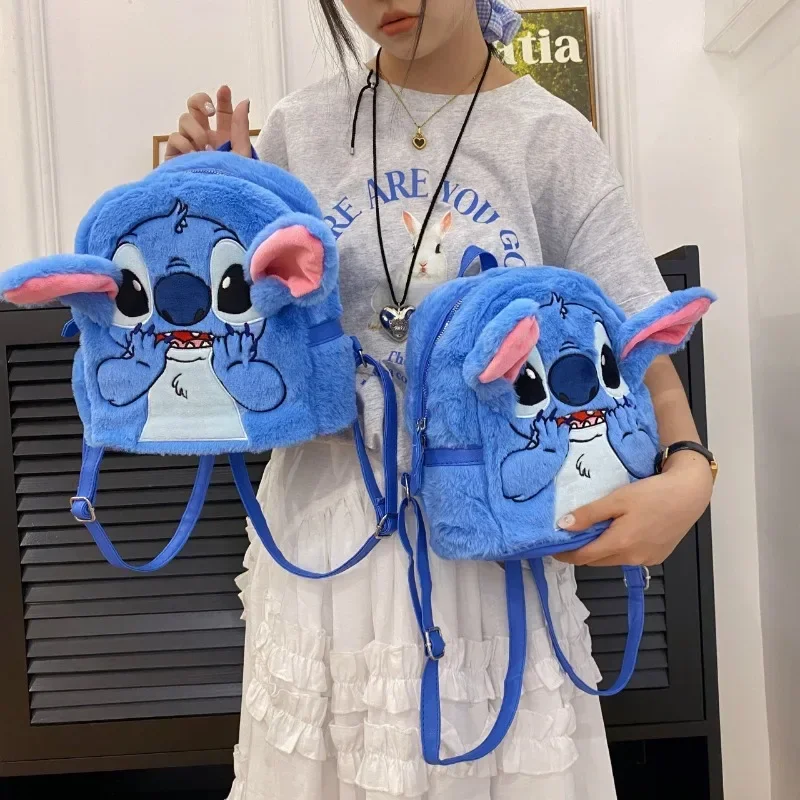 Disney Stitch New Plush Backpack Cartoon Fashion 3D Mini Women\'s Backpack Large Capacity Cute Children\'s Schoolbag High Quality