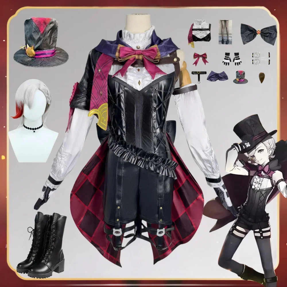 

Lyney Cosplay Costume Women Cos Dress Outfits Impact Lyney Cos Wig Uniform Shoes Halloween Costumes