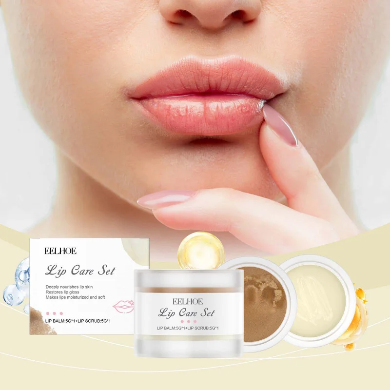 

Nourishing Moisturizing Lip Care Set-Gentle Exfoliating Scrub & Lip Balm, Hydrates Softens Lips for Smooth Delicate Lip Texture