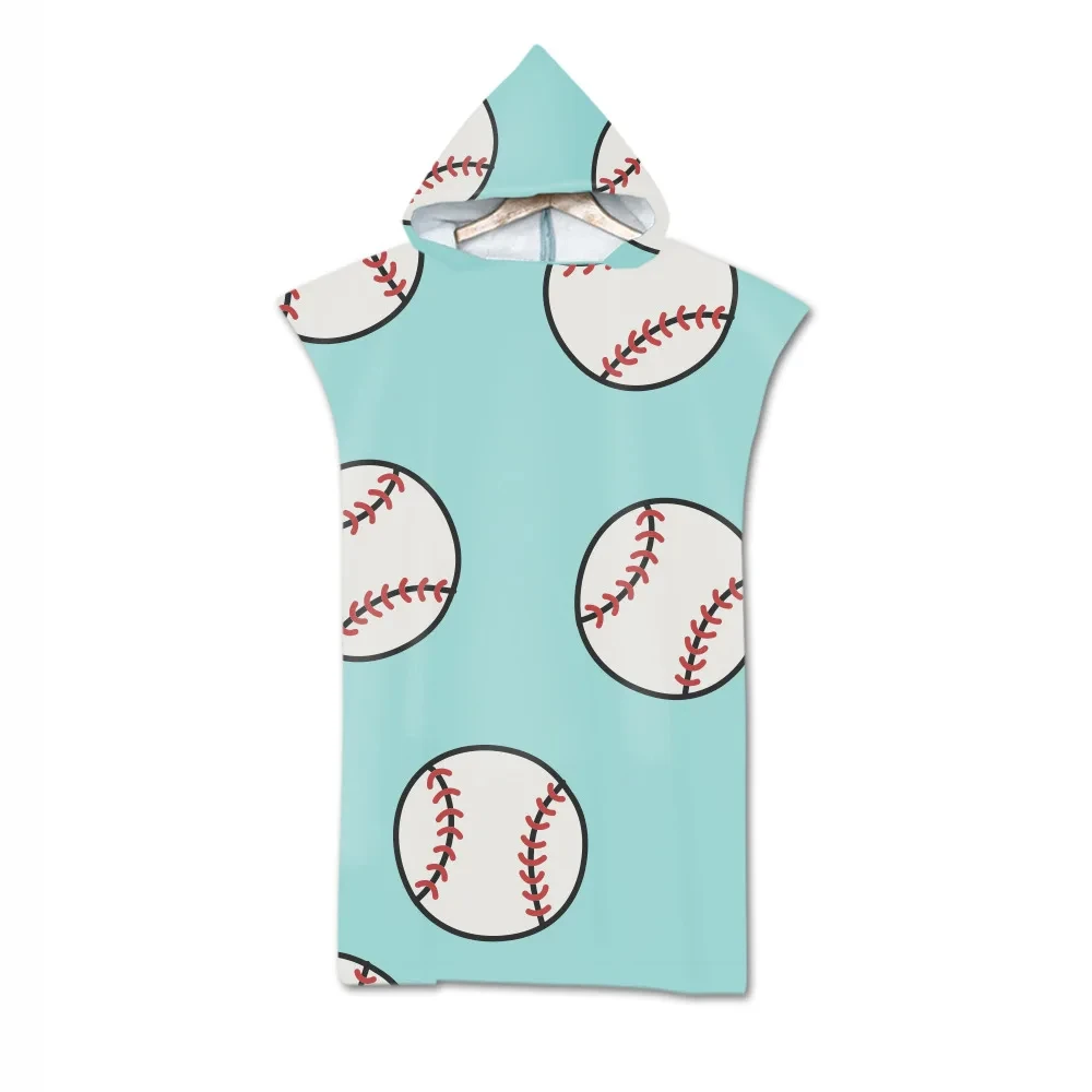 

Ball Sports Baseball Pattern Large Cape Hooded Bath Towel Sport OverSize Beach Towel Robe Poncho Surf Adults Quick Dry Bathrobe