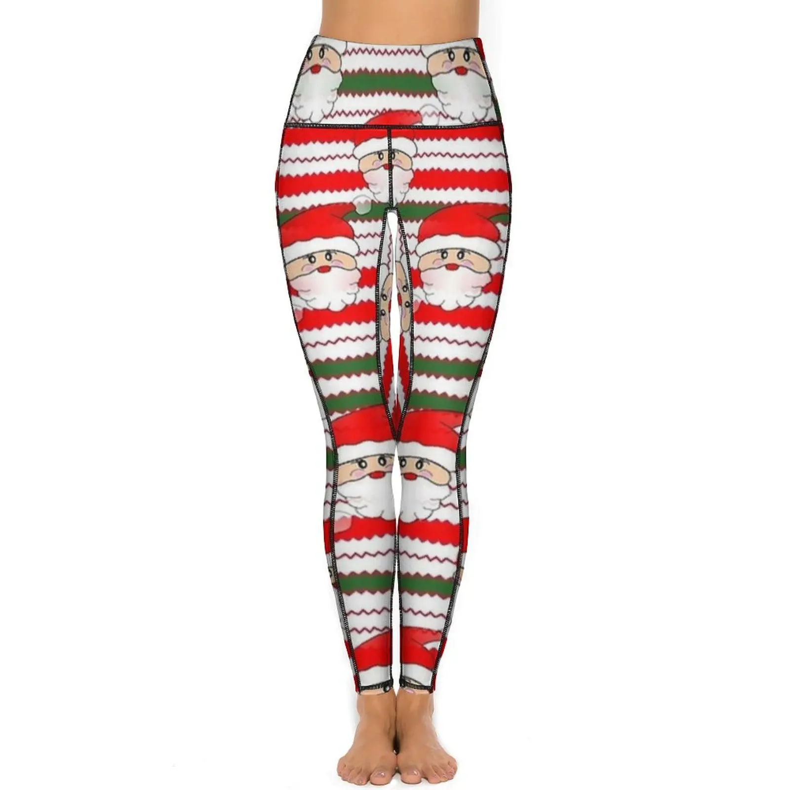 Knitted Santa Claus Yoga Pants Pockets Christmas Leggings Sexy High Waist Elegant Yoga Sport Legging Stretchy Custom Gym Leggins