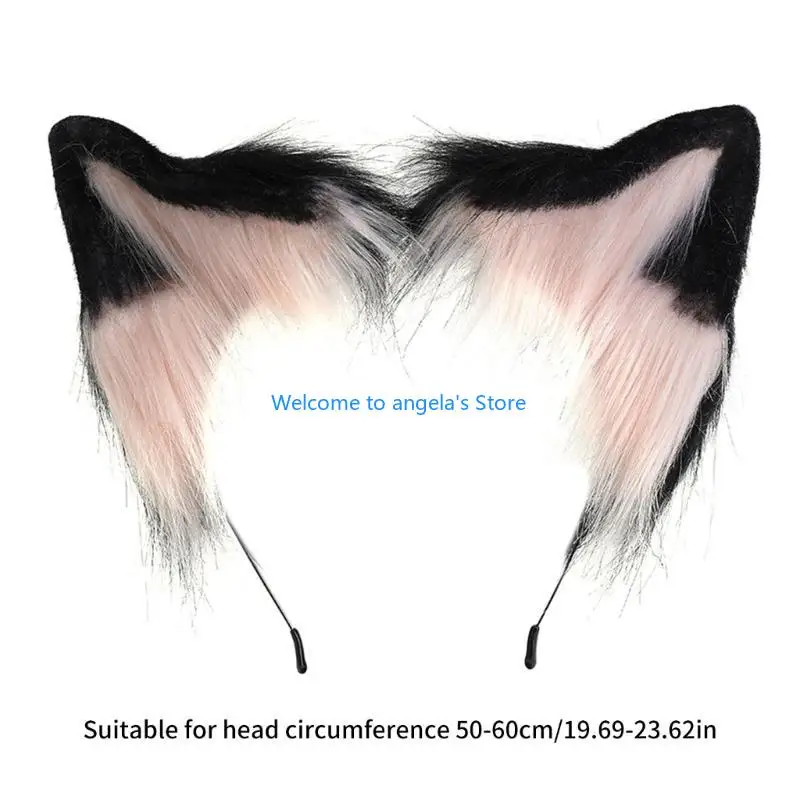 X4YC 猫耳手作り動物毛皮の子猫ヘッドバンドヘアフープ仮装用