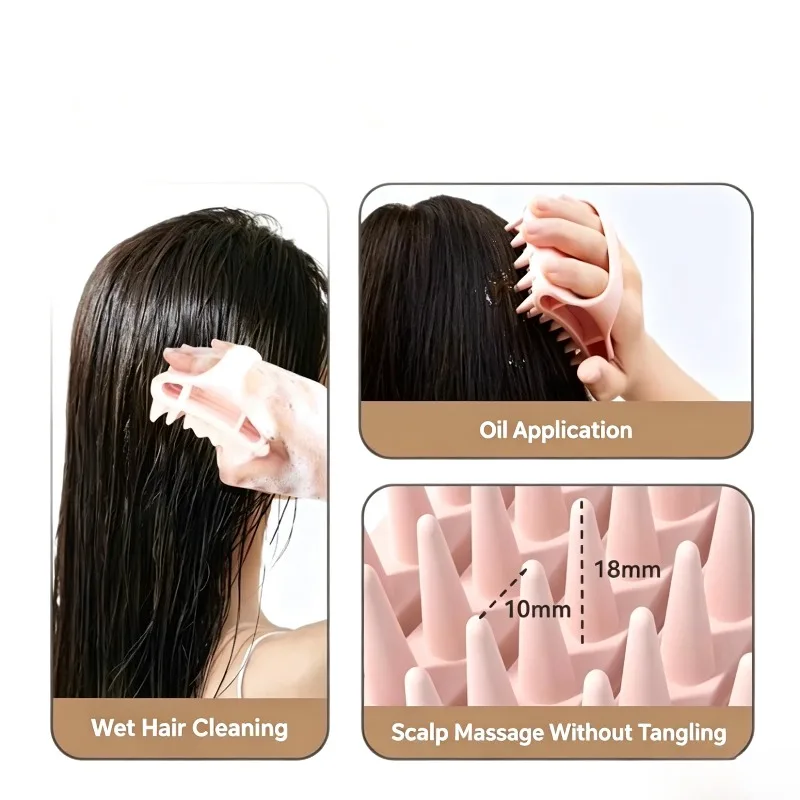 Soft Silicone Scalp Massage Shampoo Brush Comfortable Hair‑washing Comb Deep Clean Scalp Care Tool for Daily Shower
