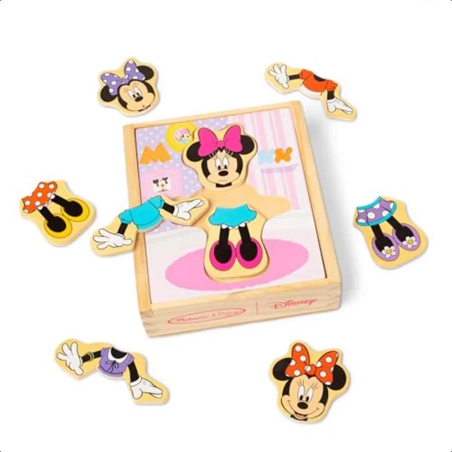 

Minnie Mouse DrUp Puzzle 18 Pieces Mix and Match Outfits Sorting Matching Toy with Storage Case Educational Puzzle for Toddler