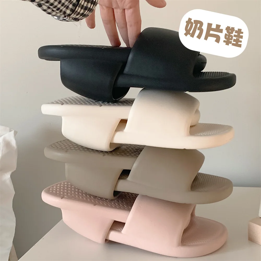 

Women's Summer Soft Bottom Non-slip Cool Slippers Casual Home Simple Solid Color Slippers Men's Lightweight Comfortable Slippers
