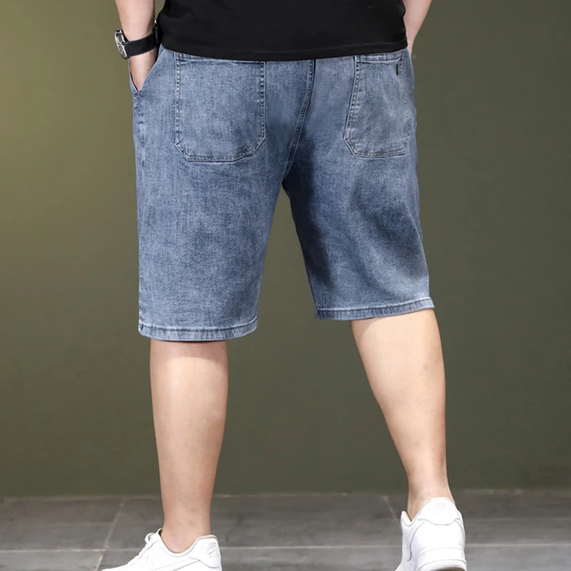 Elastic Waist Oversized Denim Shorts For Men Plus Size 5XL 6XL 7XL Shorts Pants Half Cut Jeans High Quality Brand Male