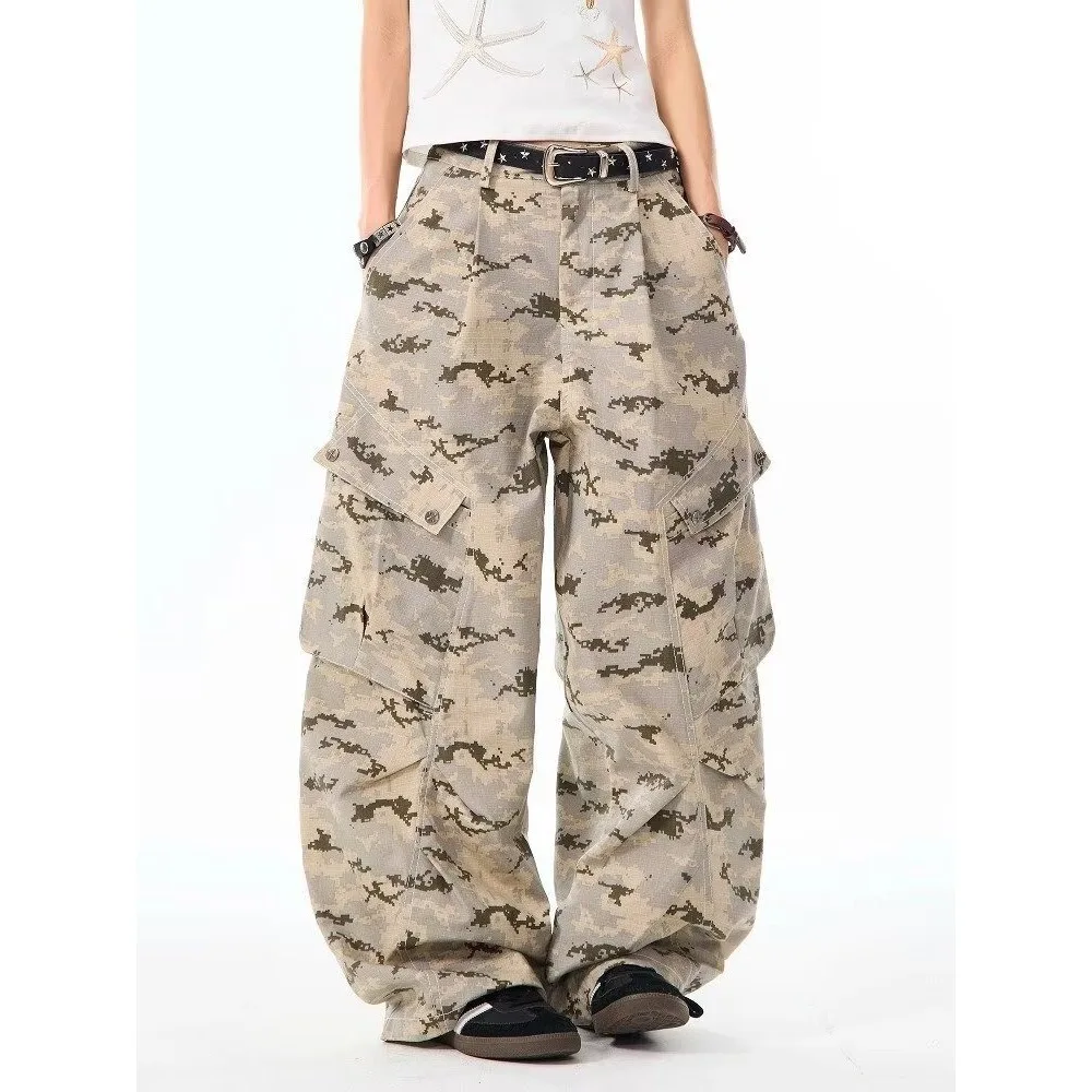 Camo Men\'s Baggy Jeans American Style Y2K Denim Pants Wide Leg Office-to-Street Trousers Outdoor Streetwear Hip-Hop Pants