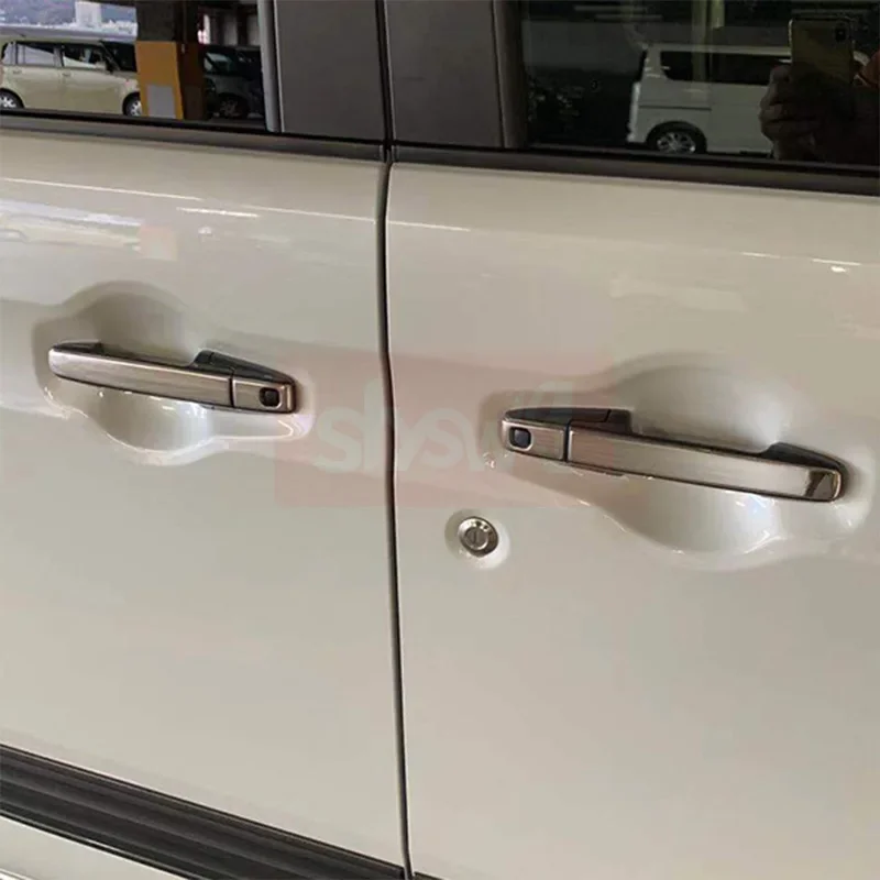 For Suzuki Spacia Gear MK53S Stainless Steel Glossy Sticker Silver Mirror Car Styling 8Pcs Door Handle Exterior Trim Accessories