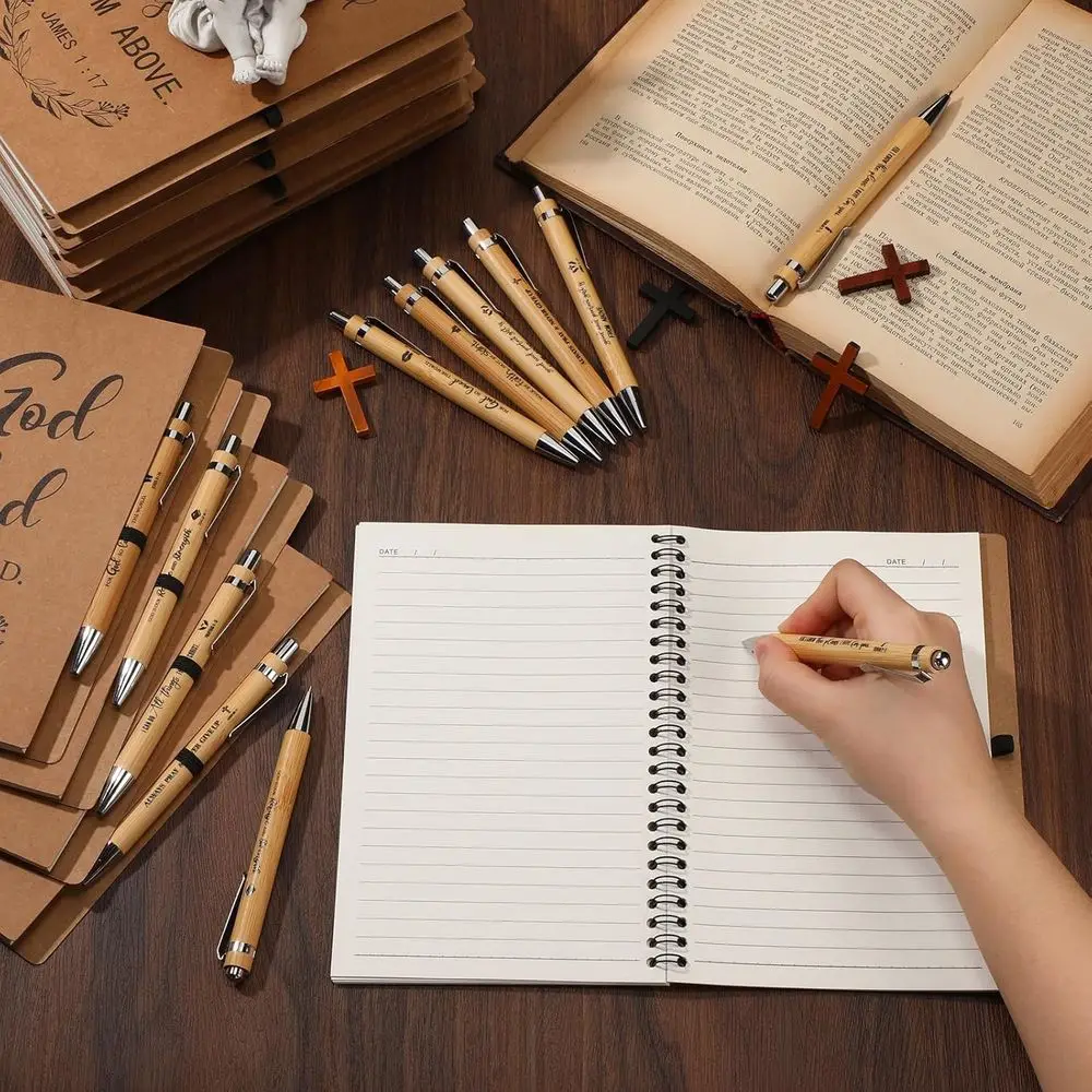 Bulk Christian Spiral Notebooks & Pens - 120 Pcs Bible Journals & Prayer Pens for Church Staff, Teachers, & Holiday Gifts