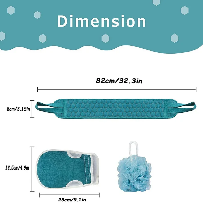 3Pcs/set Body Cleaning Washcloth Soft Brush Home Hotel Bathroom Shower Ball Back Scrubber Set Exfoliating Skin Towel Bath Gloves