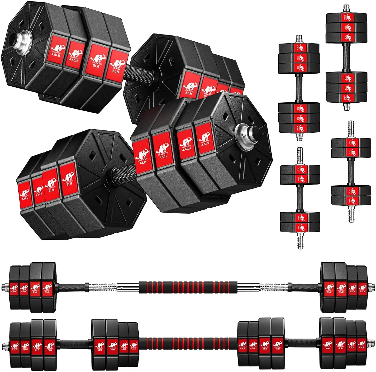 

Weights Dumbbells Set, 44Lbs 66Lbs 88Lbs 3 in 1 Adjustable Weights Dumbbells Barbell Set, Home Fitness Weight Set Gym