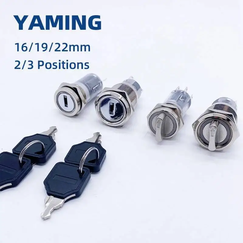 

Металлический кнопочный переключатель, 16/19/22 мм, 2/3 позиций, вращающиеся кнопки из нержавеющей стали, 3/6 контактов, коннектор для ножки