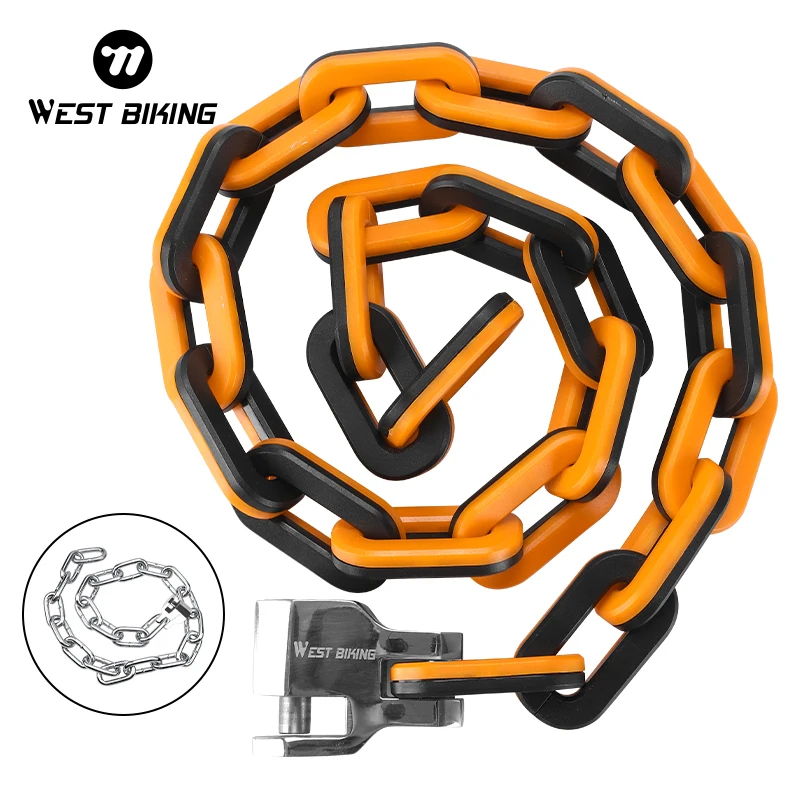 WEST BIKING High Security Bike Chain Lock Waterproof Electric Scooter Motorcycle Lock Anti Theft Colorful Lock Ebike Accessories