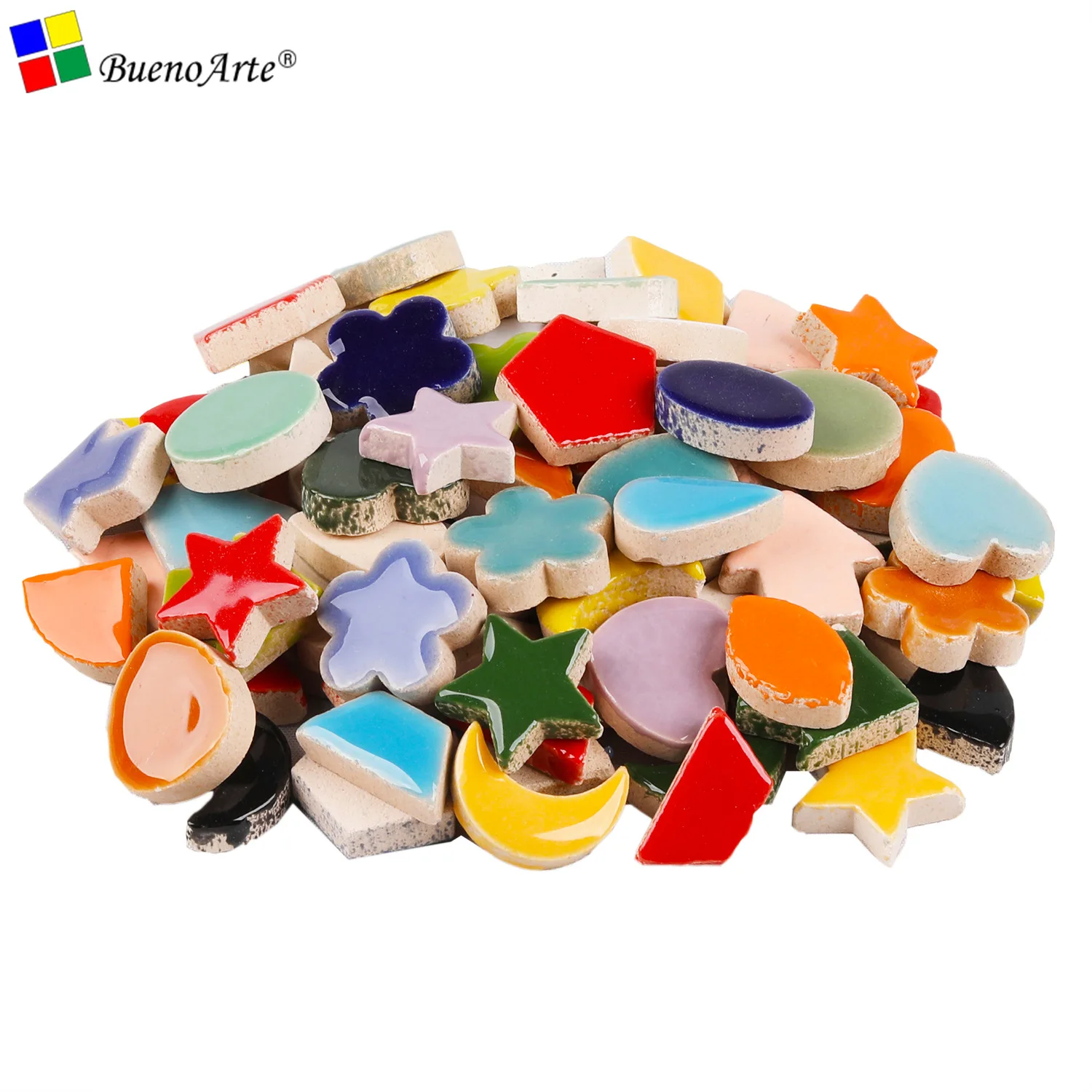 

100g Bag 2cm Shaped Star Moon Love Ceramic Mosaic Inlaid with Creative Manual DIY Materials Ceramic Mosaic Tiles Floor Tiles