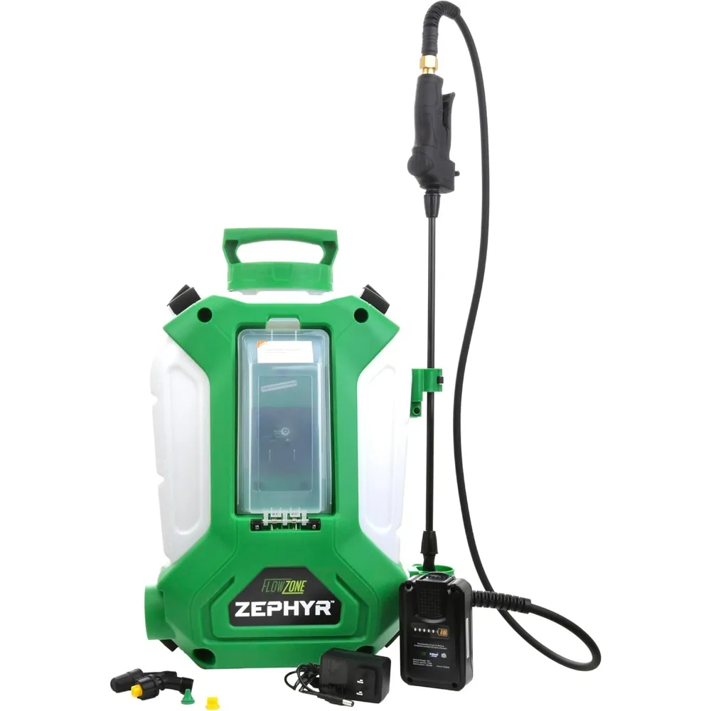 

Zephyr Flow Optimized QuickSwap Battery Powered Backpack Sprayer - 4 Gallon Electric Sprayer for Lawn, Garden, Pest Control (Ba