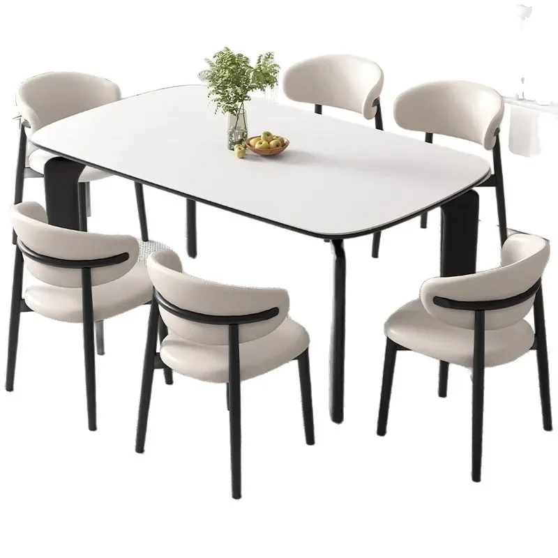 

Cream wind rock slab dining table Elephant leg household small apartment rectangular retro medium and ancient style s