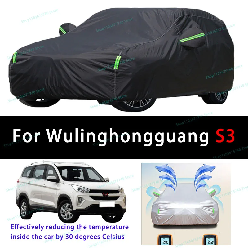 

For Wulinghongguang S3 Summer Full Car Covers Outdoor Sun uv Protection Dust Cooling Protective Auto Protective Cover