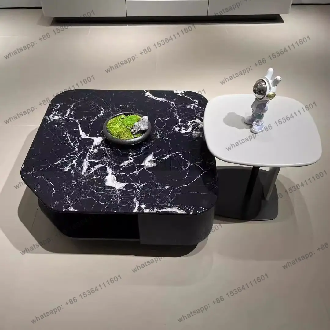 Italian minimalist natural microcrystalline stone marble coffee table combination