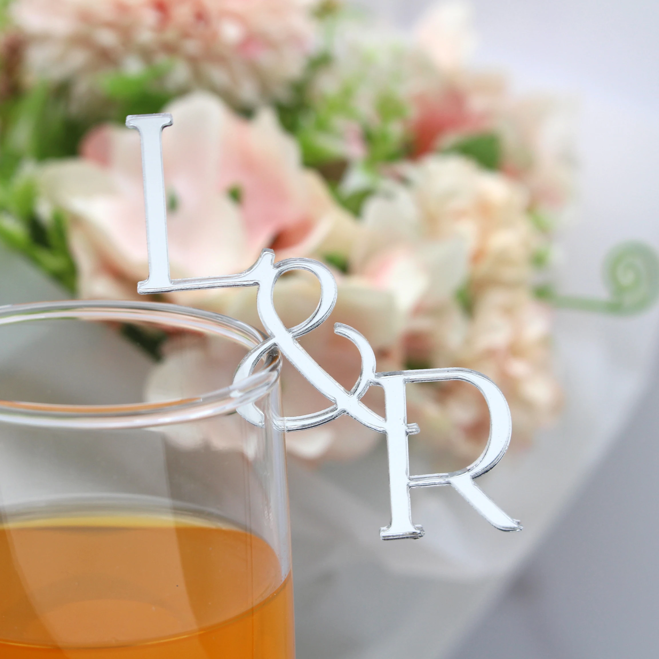 10pcs Personalized Wedding Toasting Tags Cocktail Drink Markers Cake Toppers Goblet Decorations Cake Charms Mirror Drink Charms