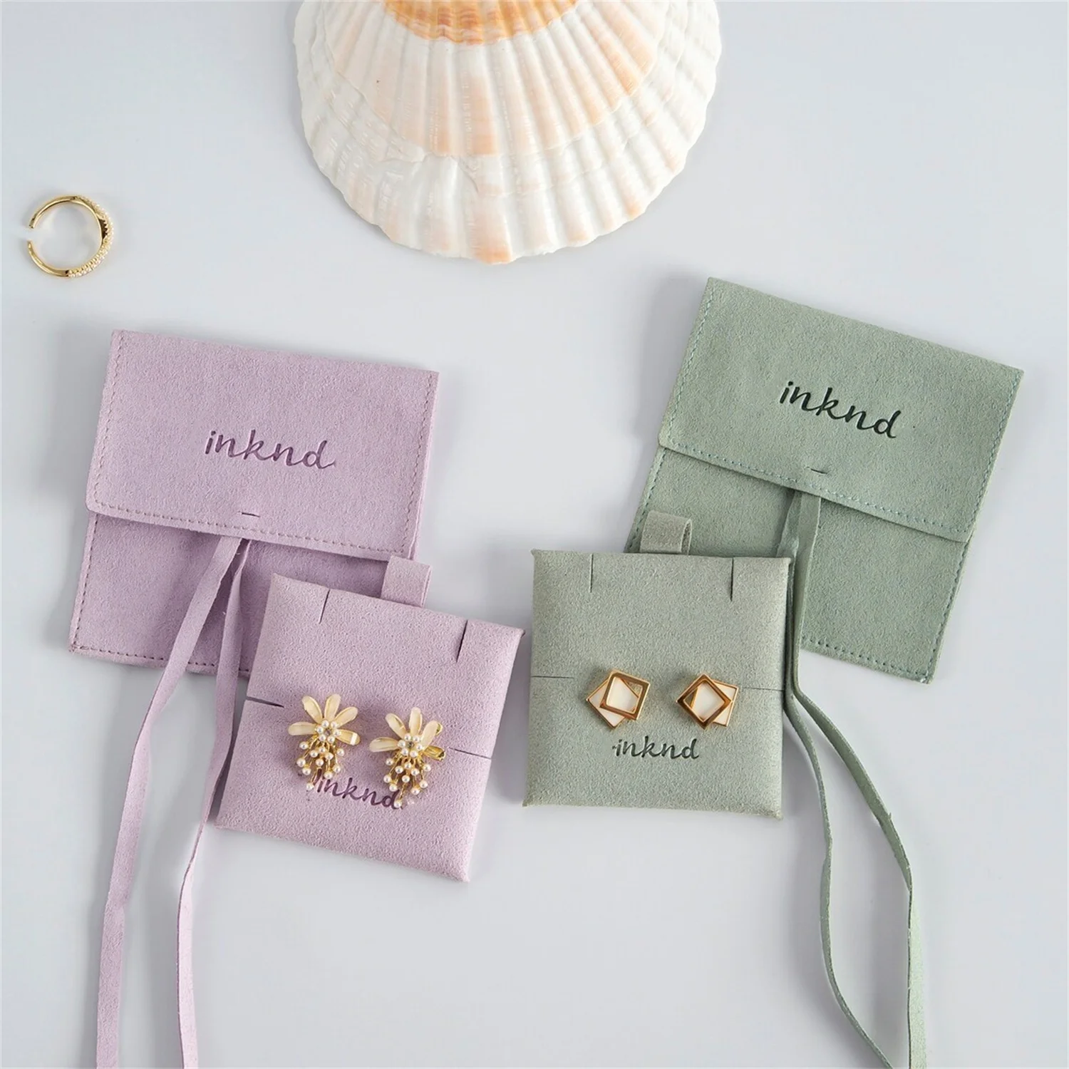 

Custom microfiber jewelry package pouch with insert card Logo printed small earrings necklace packaging bags with logo wholesale