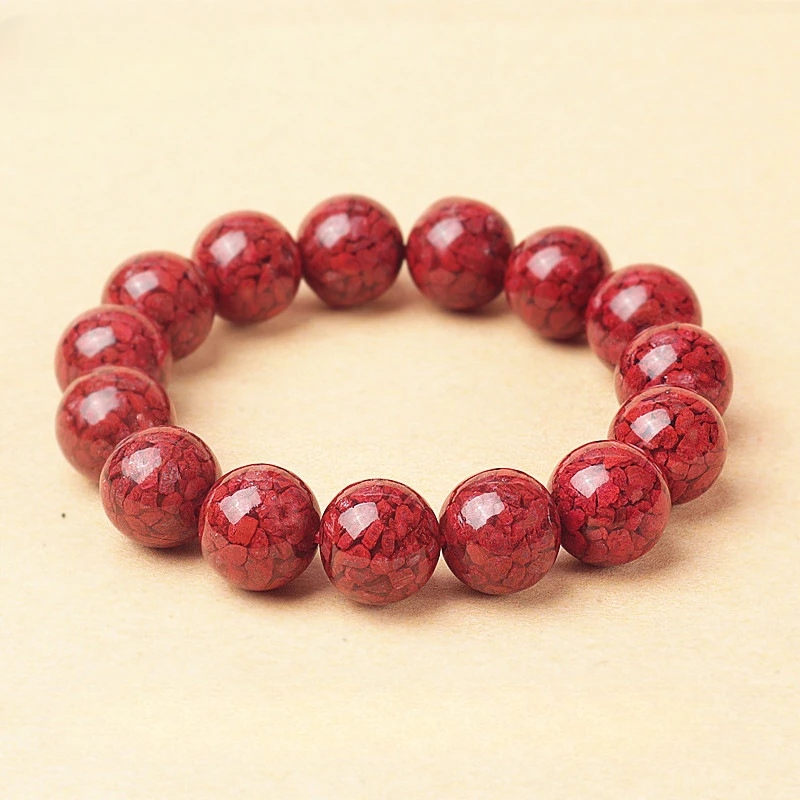 

Natural Raw Ore High-Content Crystal Sand Bracelet Cinnabar round Beads Prayer Bracelet Purple Gold Sand Jewelry