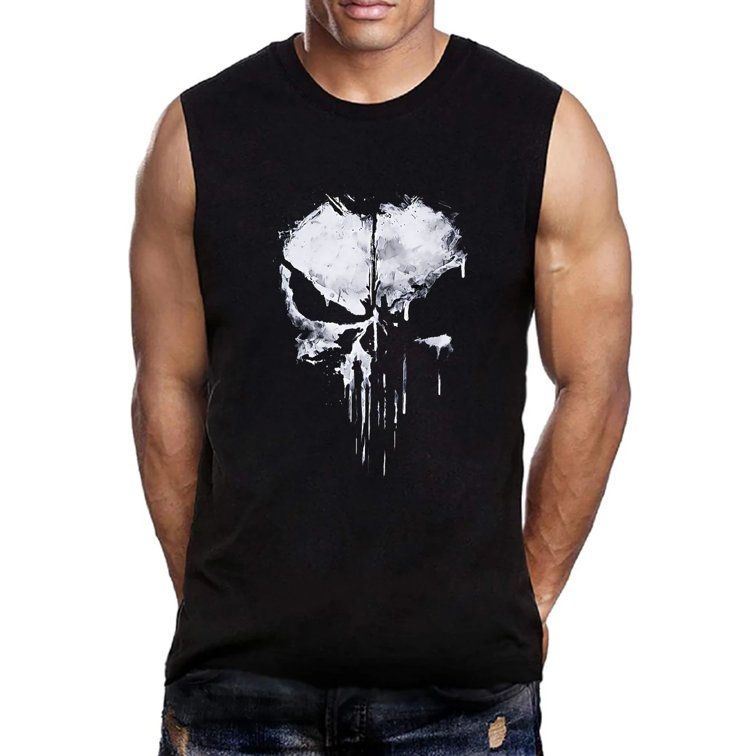 Classic Superhero T-Shirt Bat America Spider Graphic Tank Top Sleeveless Streetwear Loose Trend T Shirt Men's Clothing Male Top