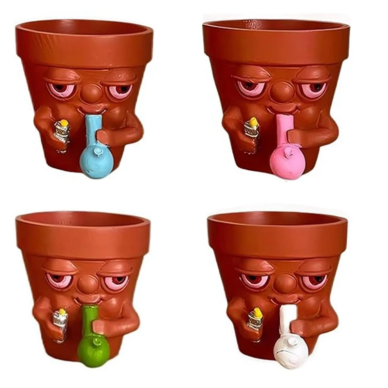 Mini pots de plantes d'intérieur en résine artificielle, fumoirs, pots de plantes uniques, bureaux, famille, durable, D