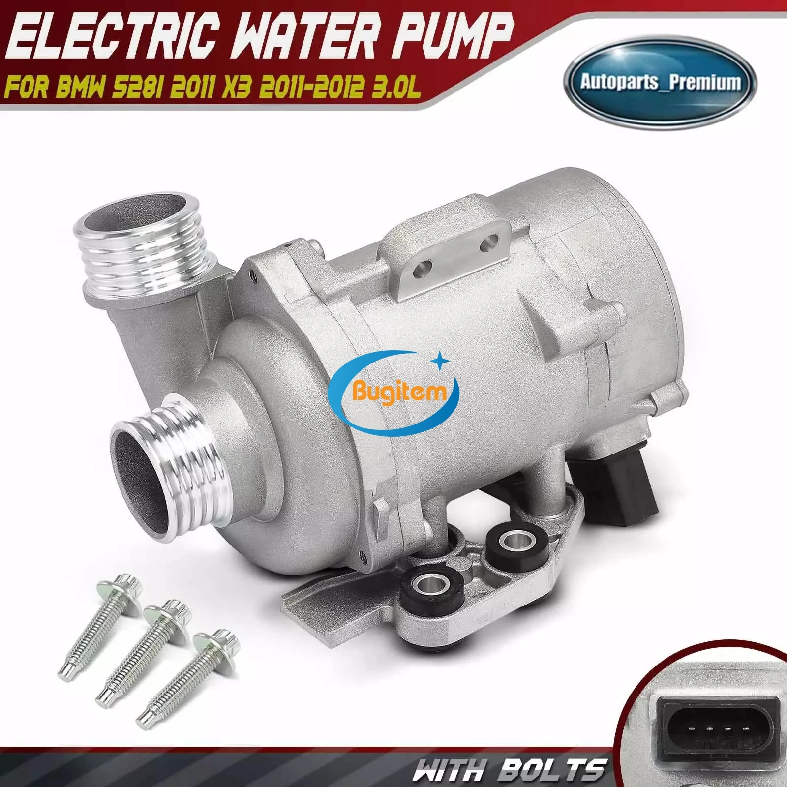 

Premium Electric Engine Water Pump with Bolts 11517583836 11518635092 Compatible with BMW 528i 2011 X3 2011-2012 3.0L