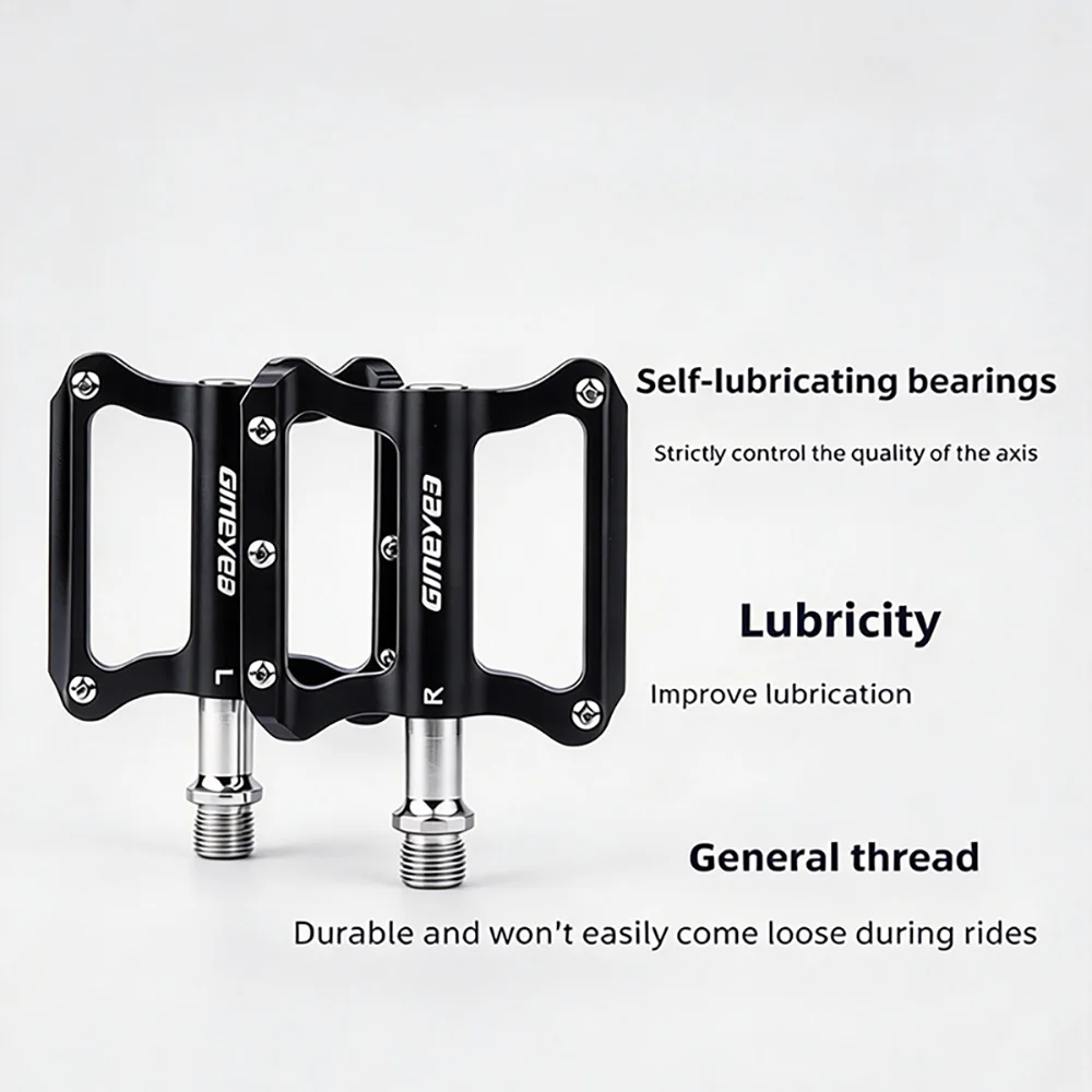 Lightweight Anti-slip Wear-resistant CNC One-piece Flat Pedals, 3 Sealed Bearings Cr-Mo Axle Platform Pedals for MTB Road Bike