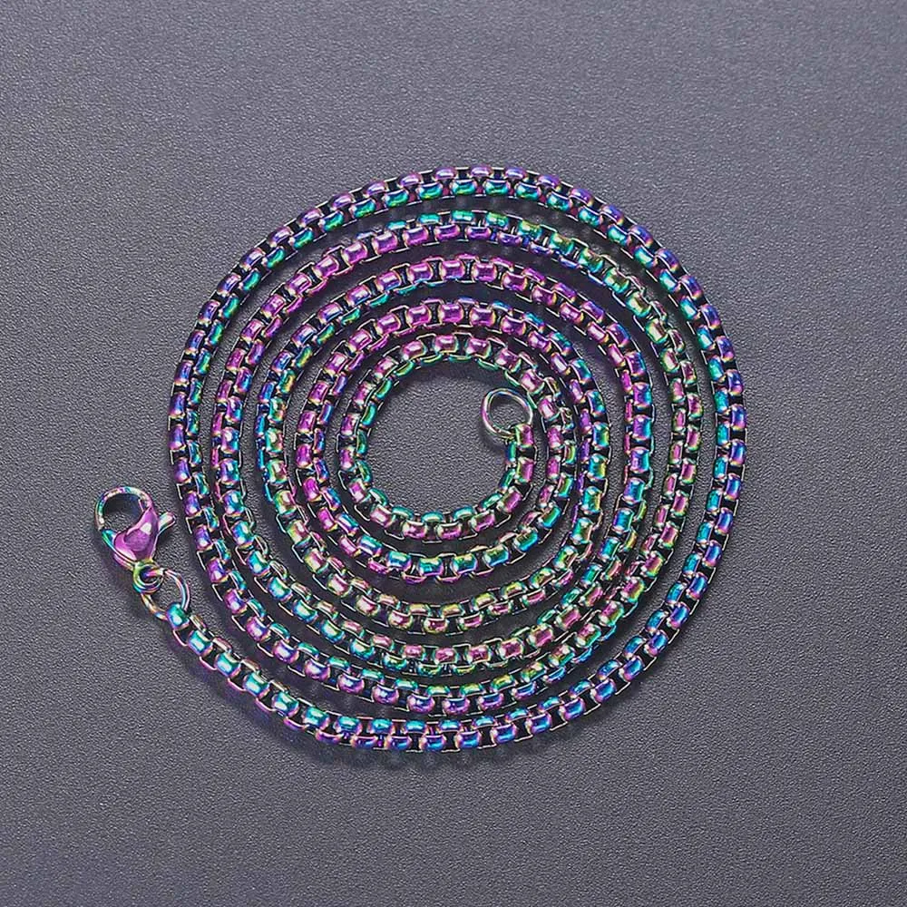 Rainbow Cuban Link Chain Necklace for Women Hip Hop Punk Thick Franco Rope Figaro Chains Man Gifts 60cm Choker Neck Jewelry C021