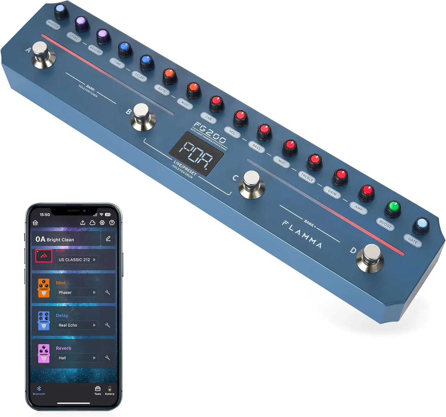 

Multi-Effects Guitar Pedal with 52 Amp Models, 16 Cab Sims, 40 Presets, Drum Machine, OTG Recording, Rechargeable