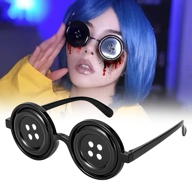 2024 Anime Caroline Cosplay Brille Unisex Terror Knopf Brillen Halloween Karneval Kostüm Zubehör Requisite