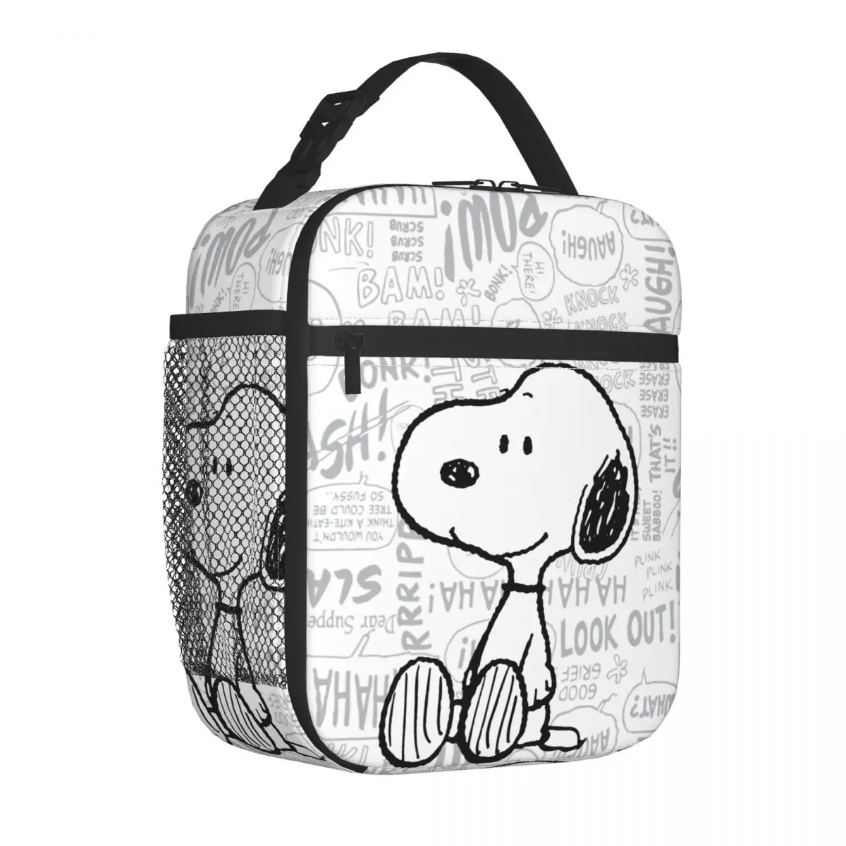 Comic snoopy isolado almoço sacos de alta capacidade amendoim reutilizável saco térmico lancheira tote escritório piquenique bento bolsa