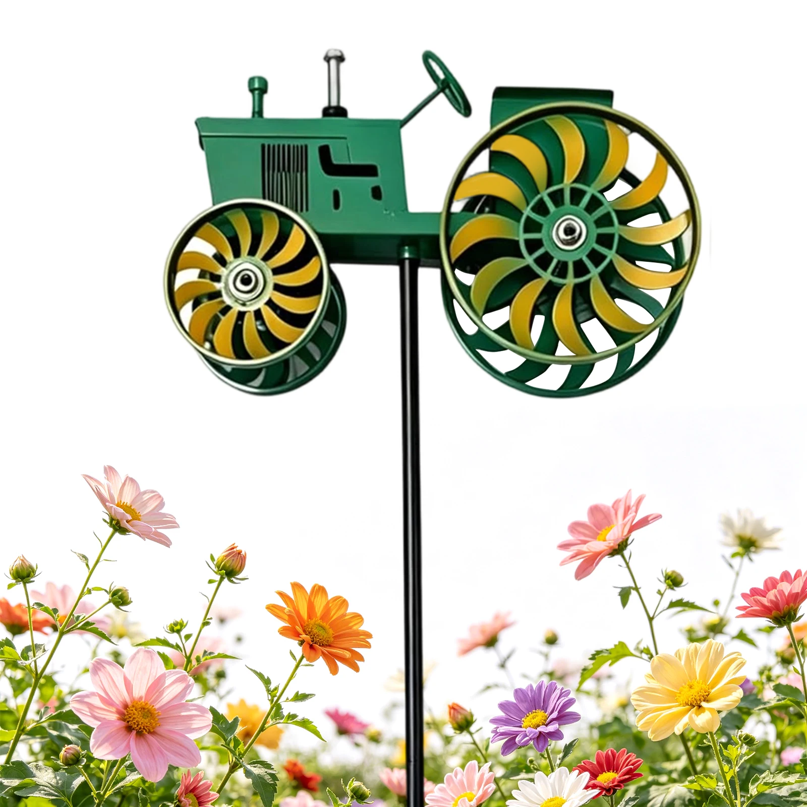 Tractor Windmill Stake Noiseless Ground Windmills Sun- Windmill Decorative Stake for Patio Yard Garden for Outdoor