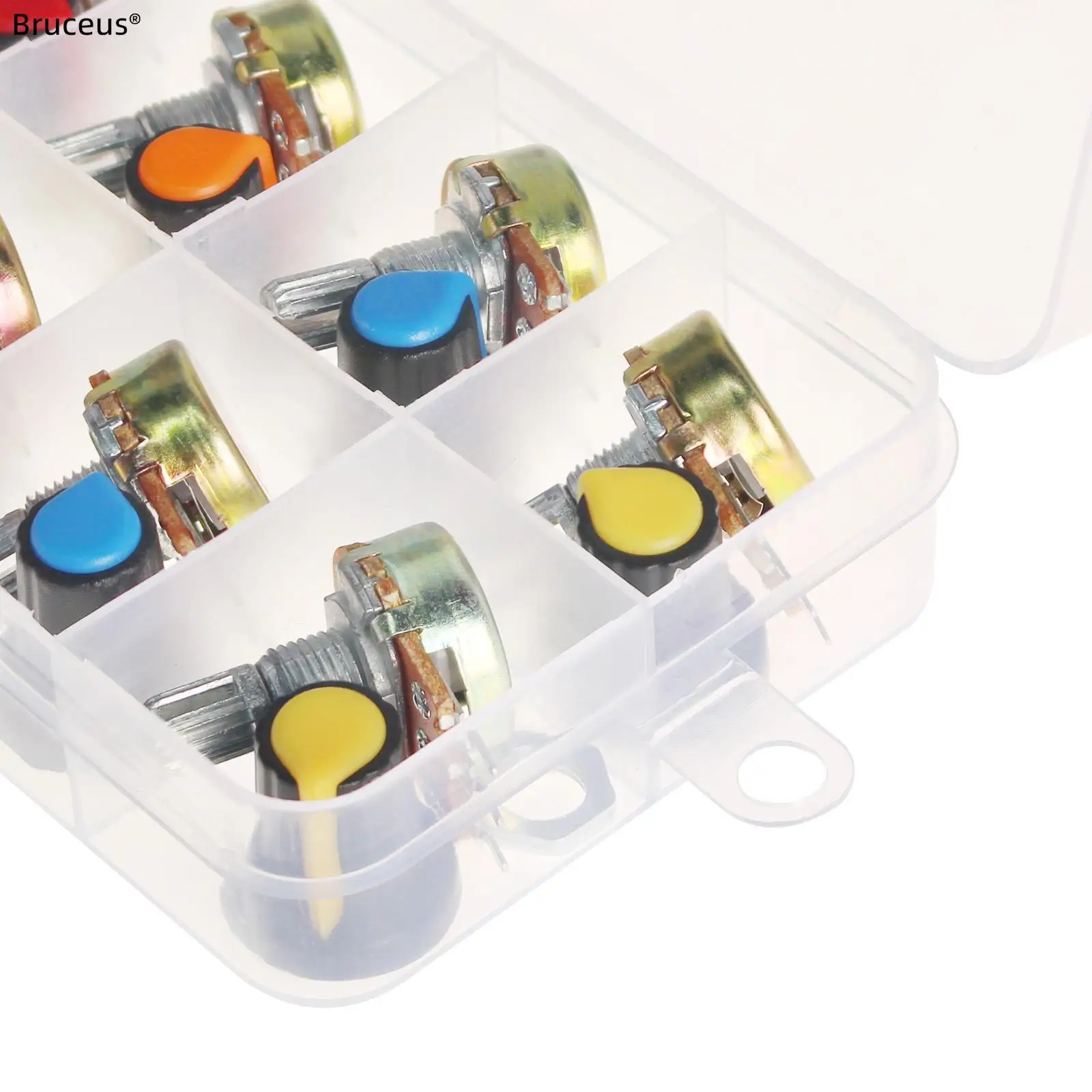 Linear Taper Potentiometer Knob Set para Eletrônica de Áudio, WH148 DIY-Kit, 1K ~ 1M Ohm, 15mm, 3Pin, 10Pcs