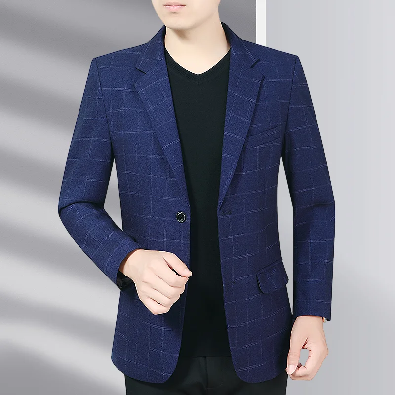 

Блейзер мужской деловой джентльменский свадебный модный однотонный шафер, утягивающий и повседневный пиджак для людей среднего и пожилого возраста